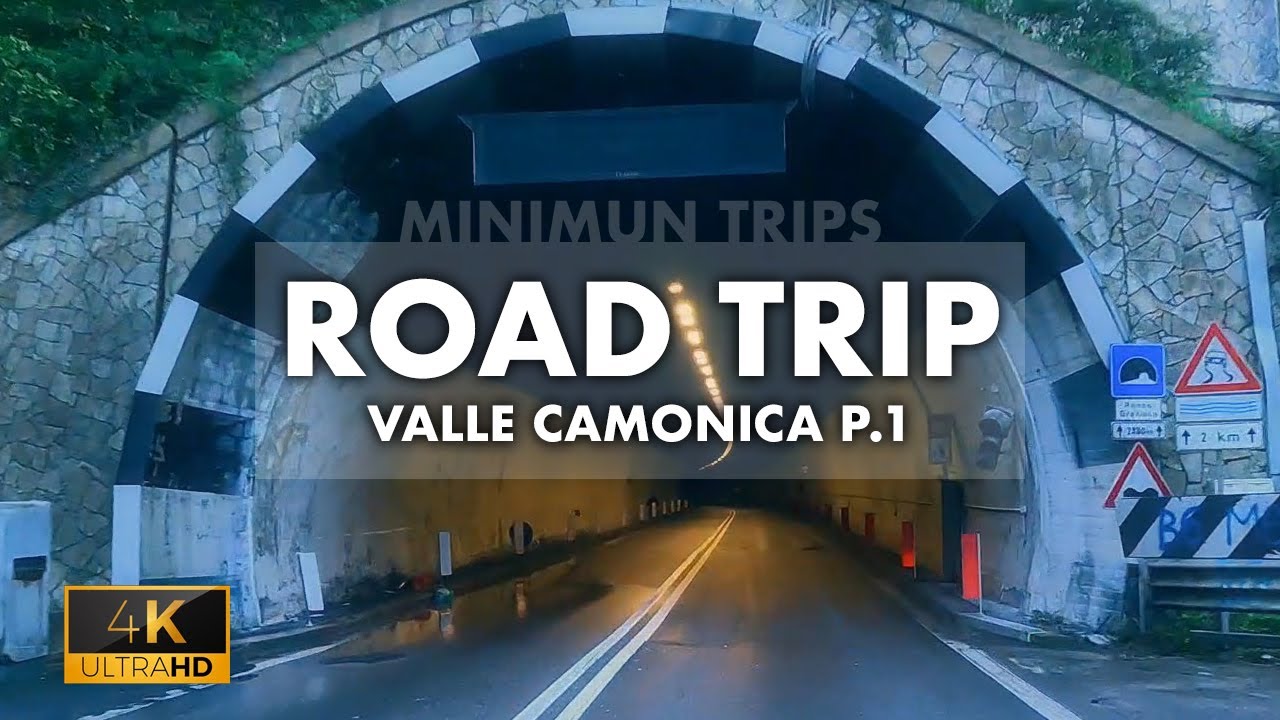 Road trip through the Valle Camonica tunnels from Darfo Boario Terme to Brescia - 4k Video