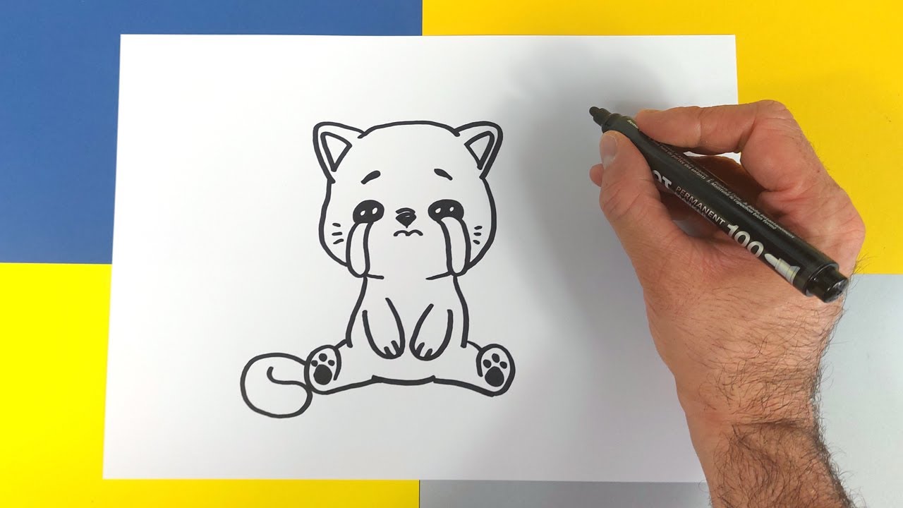 Comment dessiner un chat kawaii qui pleure ?