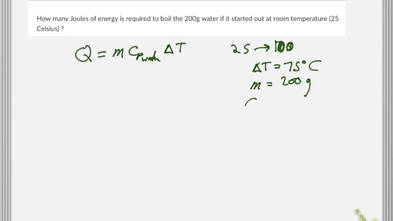 Energy required reach the boiling temperature of water or to reach 100 Celsius.