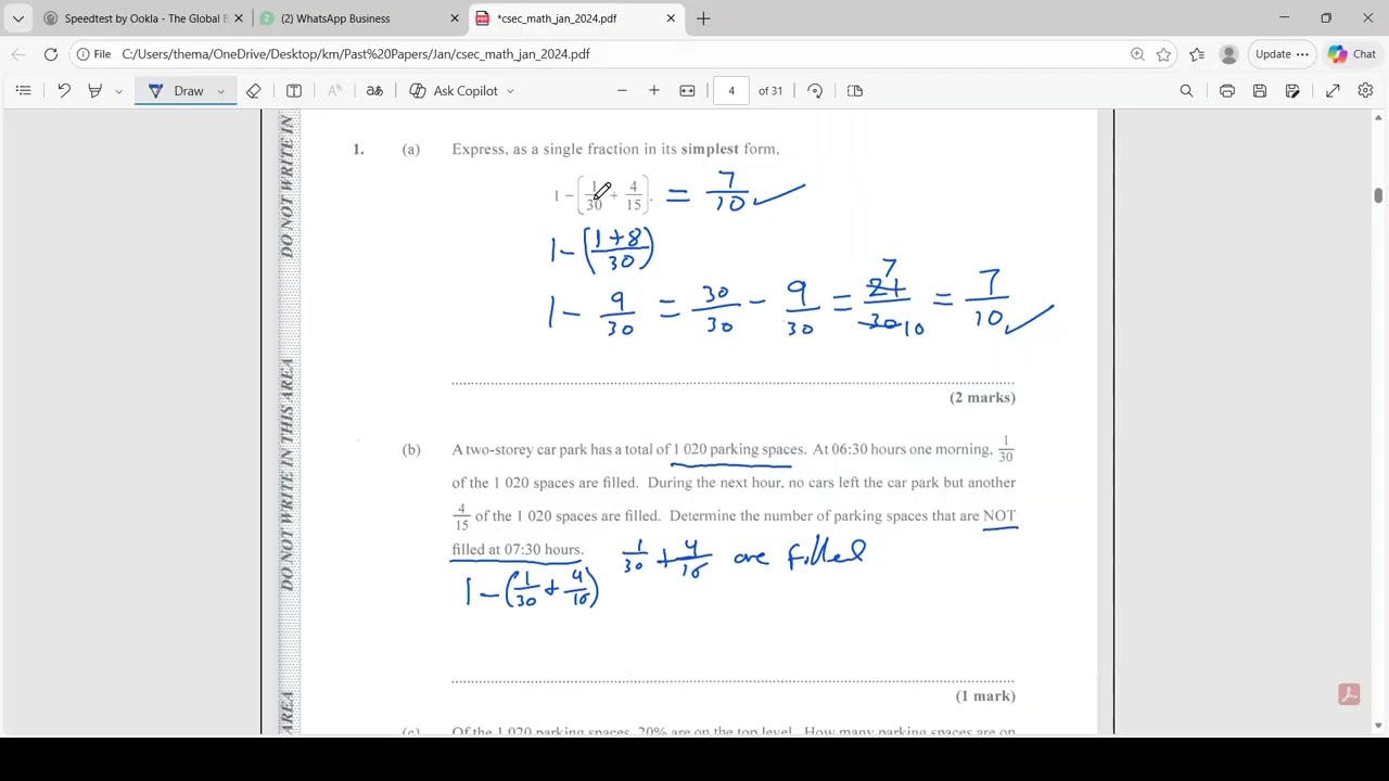CSEC Math Jan 2024 P2 Q1