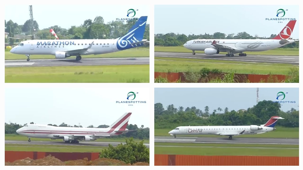 Libreville sunny Day planespotting - A350-900, A330-300, Embraer E175, B747-200 , CRJ-900