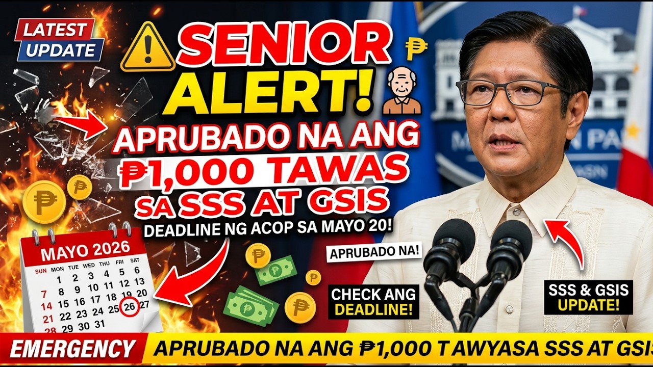 ⚠️ SENIOR ALERT! APRUBADO NA ANG ₱1,000 TAWAS SA SSS AT GSIS &mdash; DEADLINE NG ACOP SA MAYO 20