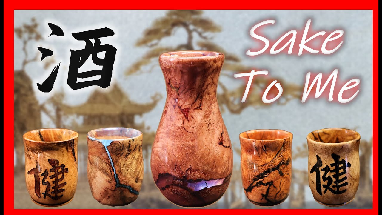 Woodturning an oak burl Epoxy Resin Tokkuri and Ochoko