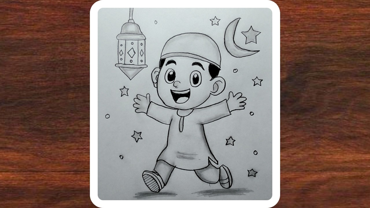 Ramadan Mubarak drawing | Easy step by step | Eid mubarak drawing | Boy drawing  | Ramzan Special
