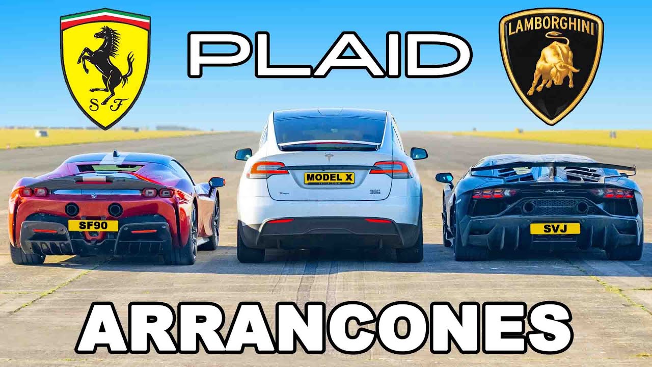 Tesla Model X PLAID vs Ferrari SF90 vs Lambo SVJ: ARRANCONES