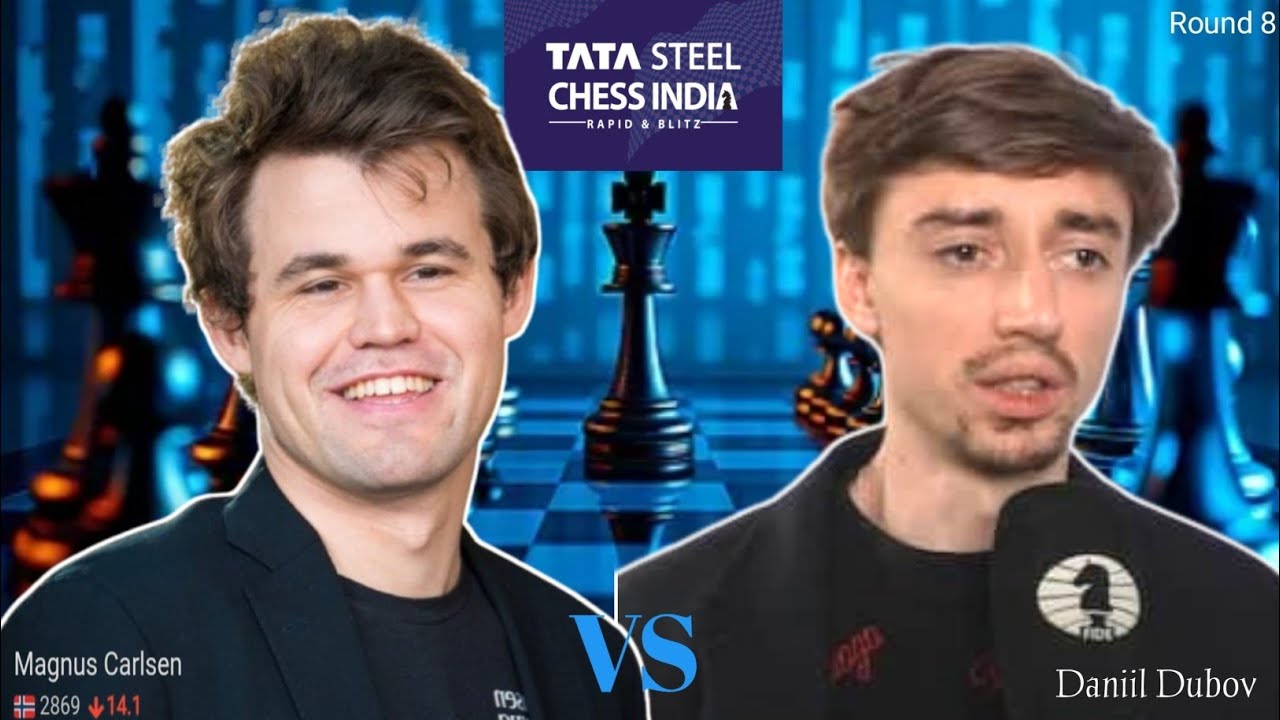 Magnus Carlsen vs Daniil Dubov || Tata Steel Chess India 2024 | Round 8 | chesscom 