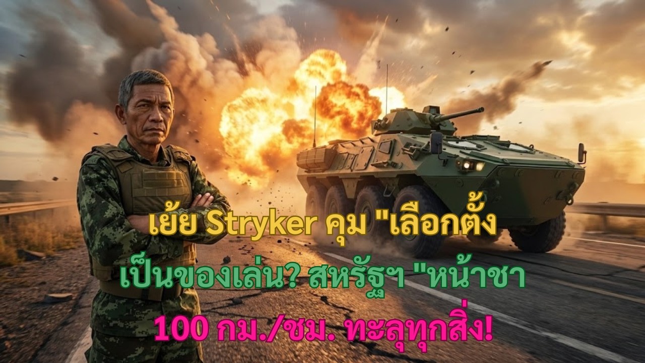 เย้ยรถเกราะ Stryker คุ้มกันเลือกตั้ง! มะกันหน้าชา เจอเร่ง 100 กม./ชม. ทะลุทุกสิ่ง!