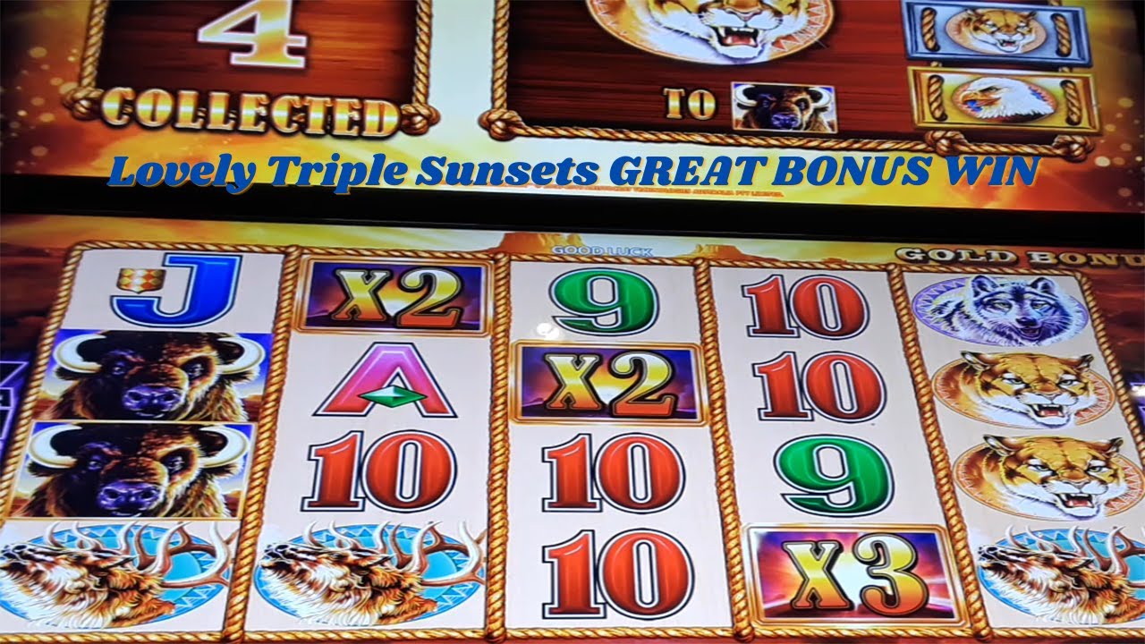 Lovely Triple Sunsets x2x2x3 GREAT BONUS WIN On BUFFALO GOLD Slot Machine 5 Cents - SunFlower Slots