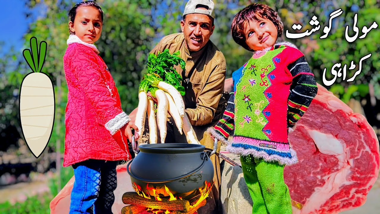 Mooli Gosht karahi | Ghost Mooli kadahi | مولی گوشت کڑاہی | Village Food Point Musa Khan