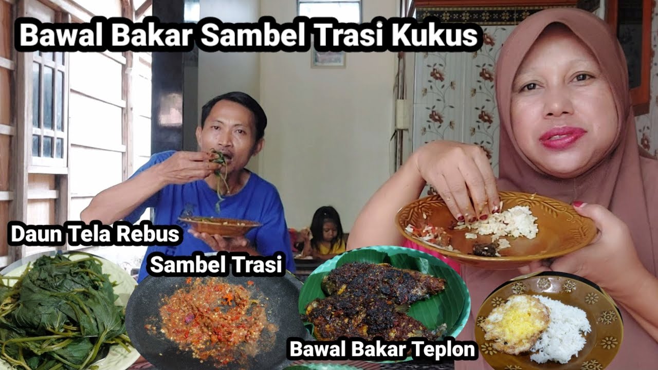 Bawal Bakar Teplon‼️Sambel Trasi Kukus Dan Daun Tela Kukus