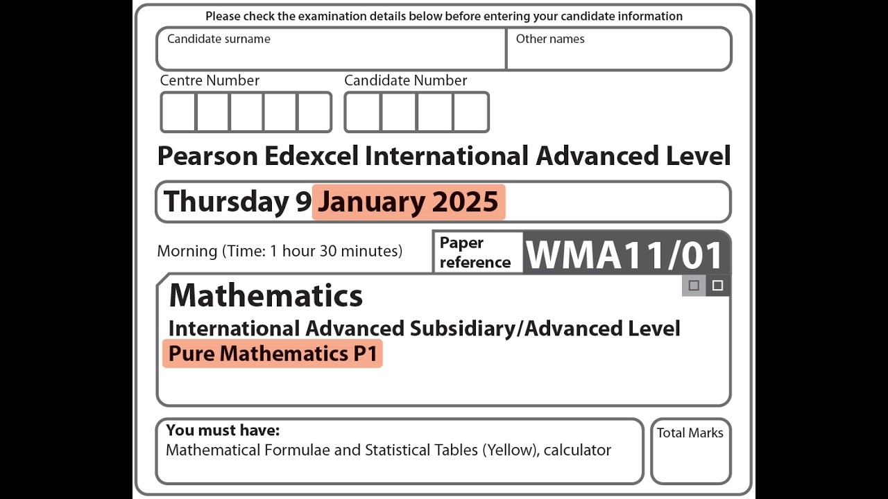 Edexcel IAL Maths - P1 - January 2025