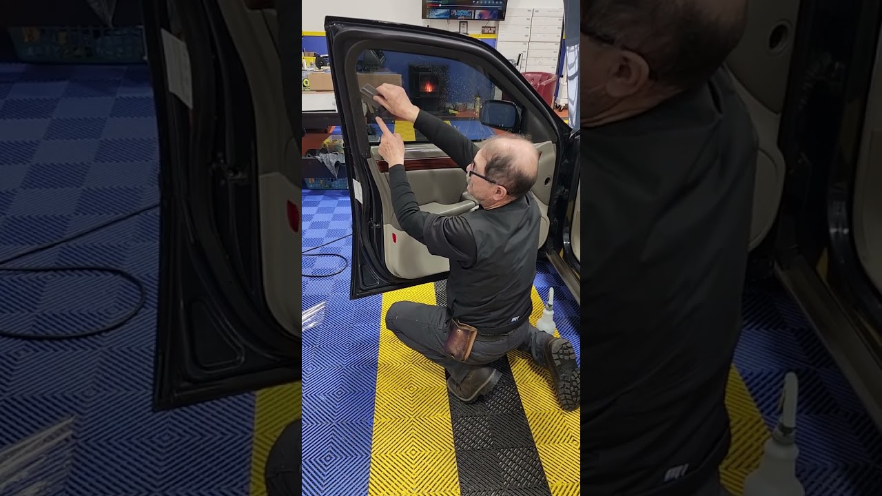 window tinting class. squeegee patterns for roll-up glass