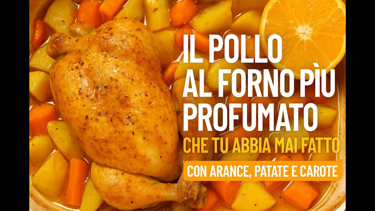 Il pollo al forno più profumato che tu abbia mai fatto, con arance, patate e carote 🍊🔥