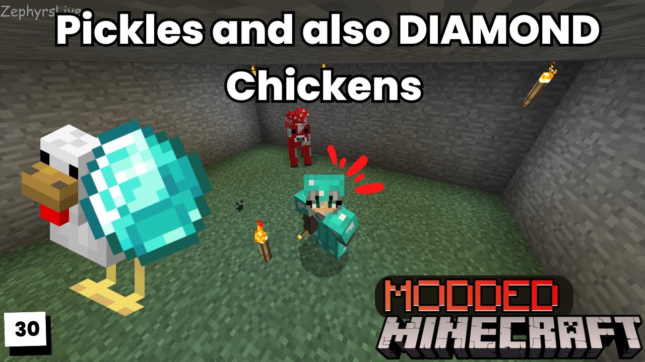Making Pickles a home and also DIAMOND Chickens... - StoneBlock 30