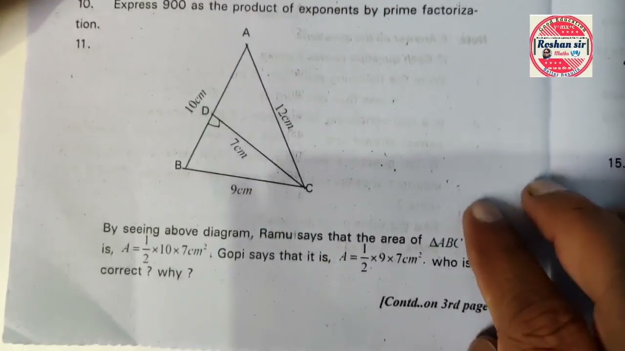 7th Class SA-2 MATHEMATICS| Government Question Paper