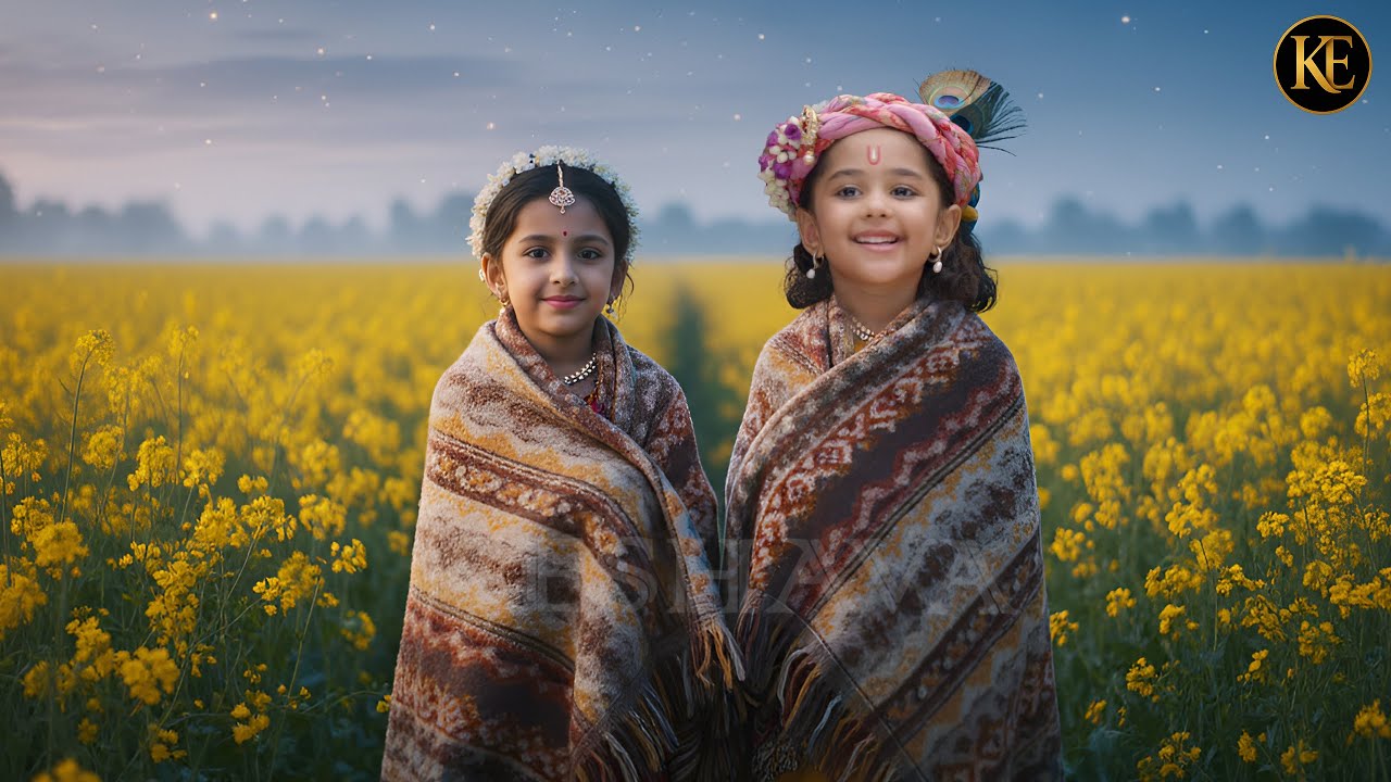 ठंड के दिनों में सरसों के खेतों में बाल कान्हा राधा की मस्ती || YMKN  || Shree Krishan leela