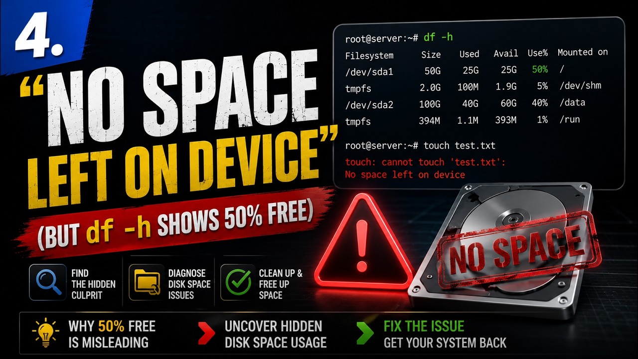 4  No Space Left on Device But df  h shows free