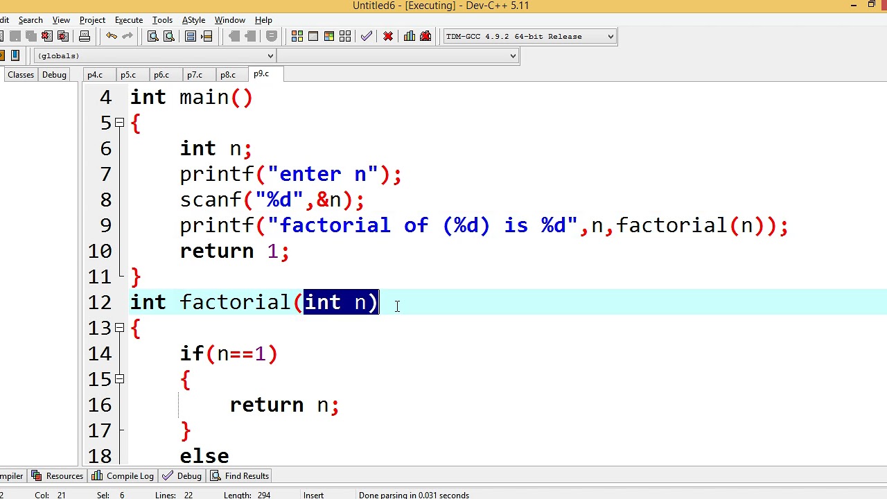 Recursion in c