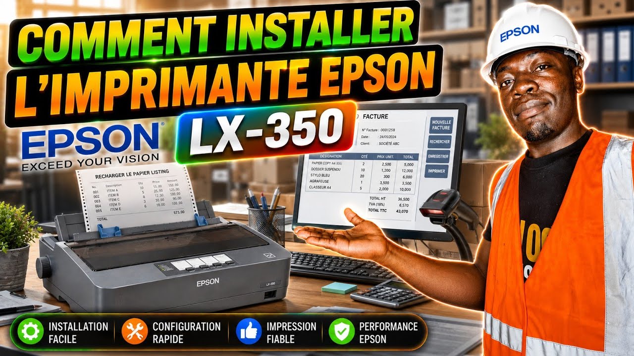 Comment connecter et installer l'imprimante matricielle Epson LX-350 #epson#imprimante#epsonprinter