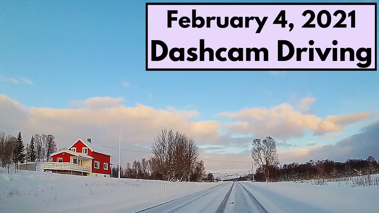 Dashcam driving in Tromsø, Norway. February 4, 2021.
