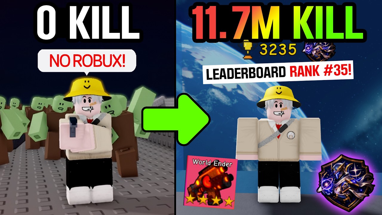 Из новичка в топ-игроки без Robux (соло) в Roblox Survive Zombie Arena!