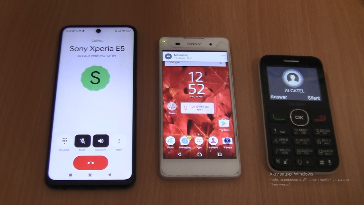 Sony Xperia E5+Alcatel 2008G+Xiaomi Redmi Note 9 Pro Incoming call &Outgoing call at the Same Time