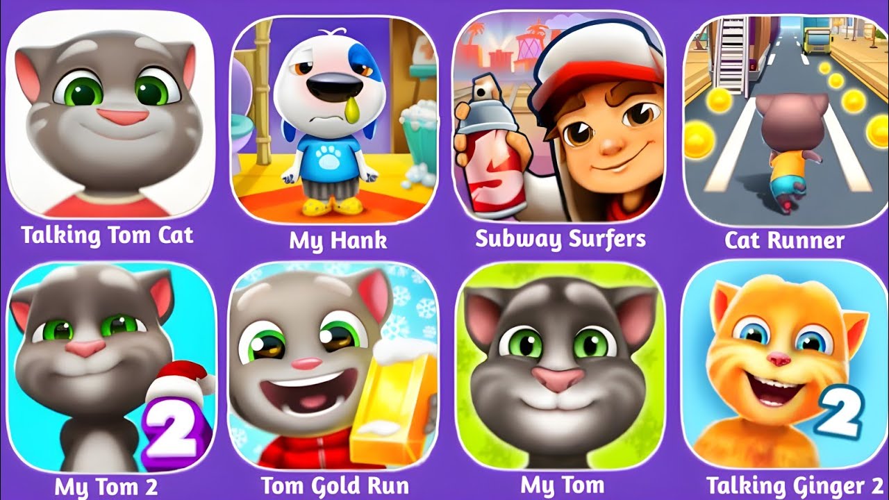 Talking Tom Cat, Tom Gold Run, My Tom 2, My Tom, Cat Runner 