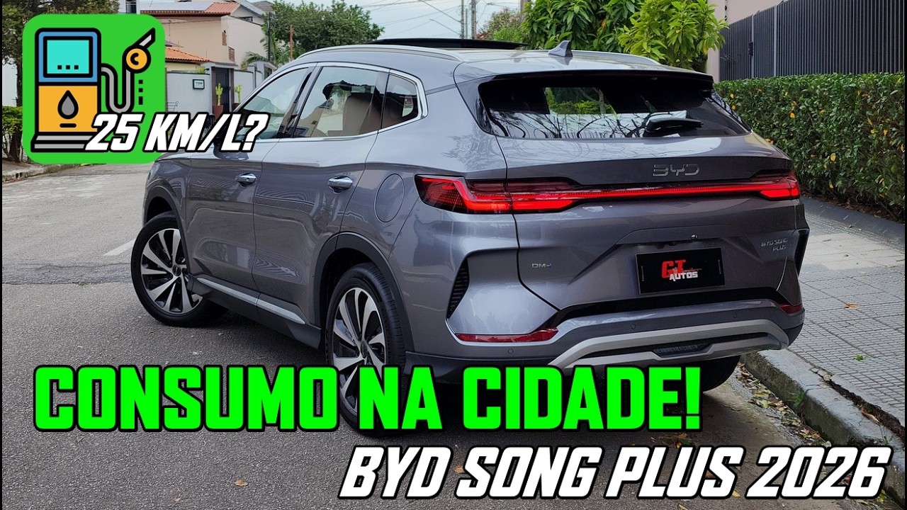 BYD Song Plus 2026 ficou beberrão? Teste de consumo real na cidade com o SUV híbrido plug-in!