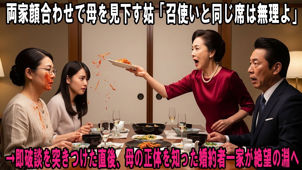 両家顔合わせで母を見下す姑「召使いと同じ席は無理よ」→即破談を突きつけた直後、母の正体を知った婚約者一家が絶望の淵へ