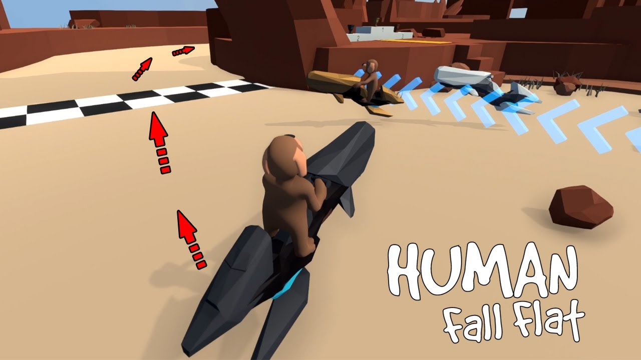 2 DOGS RACING WITH STAR WARS SUPER BIKES in HUMAN FALL FLAT