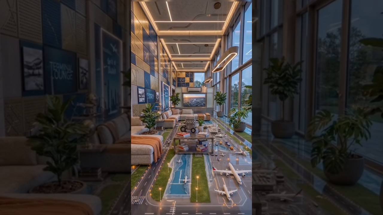 Turned an Entire Luxury Hall Into a Mini International Airport! 😱✈️ | 3-Color Epoxy Floor #epoxy