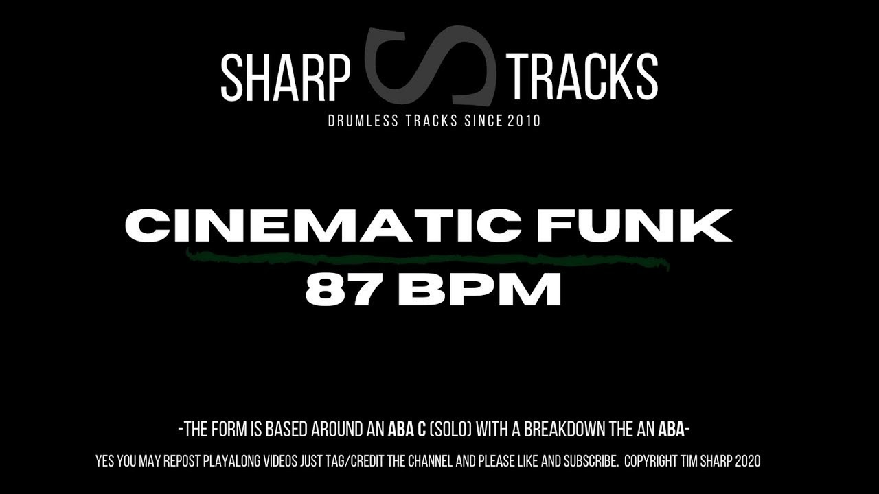 Cinematic FUNK DRUMLESS Backing track - play along 87Bpm