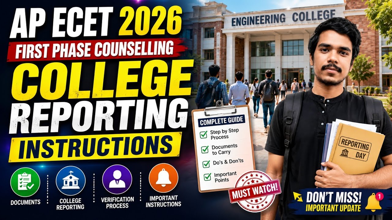 AP ECET 2026 COUNSELLING PHASE -1 COLLEGE REPORTING INSTRUCTIONS|