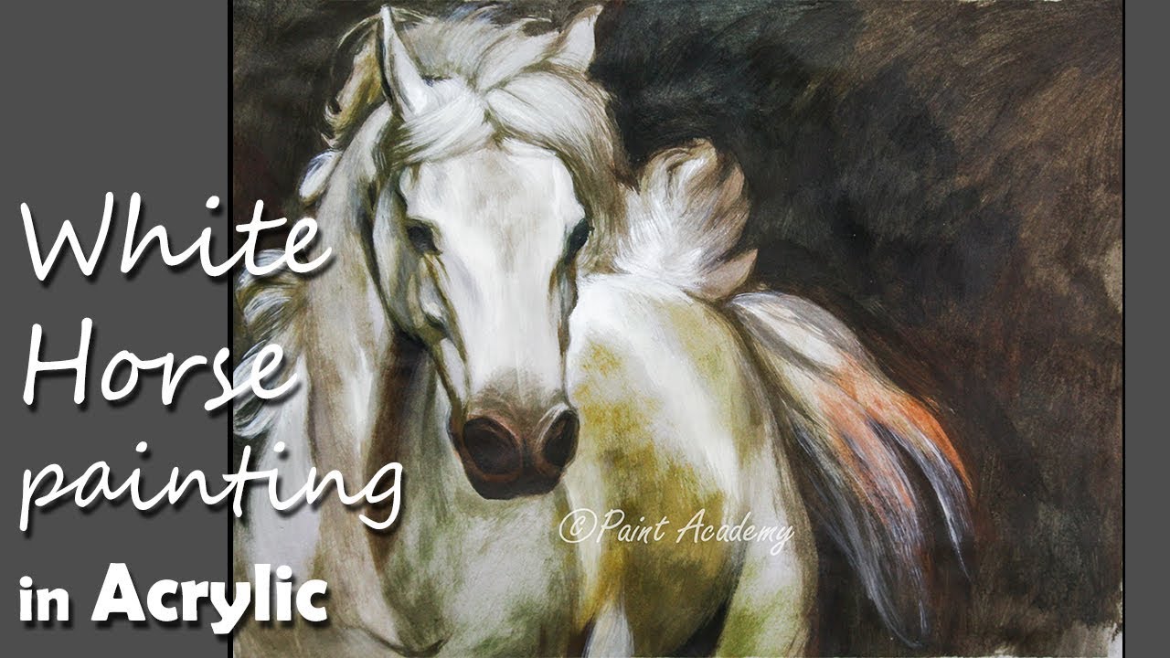 Acrylic Painting | White Horse painting step by step