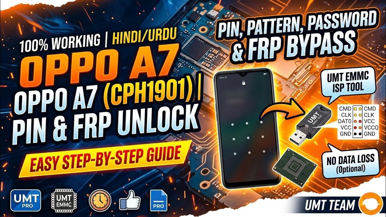 Oppp A7 Pattern Pin Unlock Umt Emmc Tool | Oppo A7 Pin And Frp Unlock Umt Emmc Isp Tool