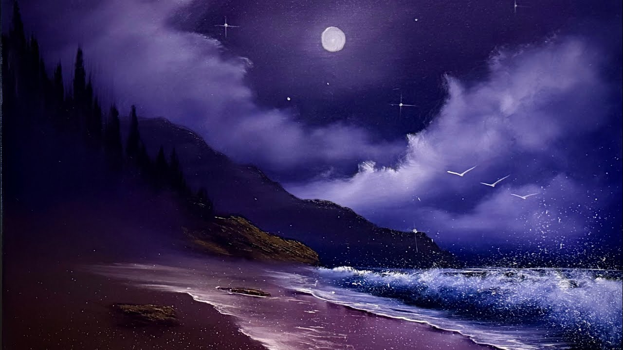Ограниченные цвета &mdash; Учебник по ночному морскому пейзажу #LIVEArt #OilPainting #FreeTutorial #Pai...