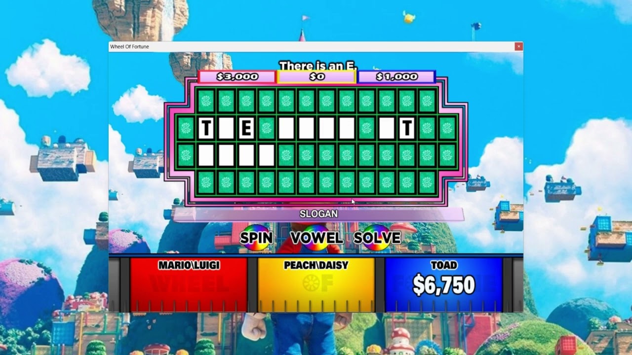 Wheel of fortune super Mario bros Edtion movie giveaway Pilot