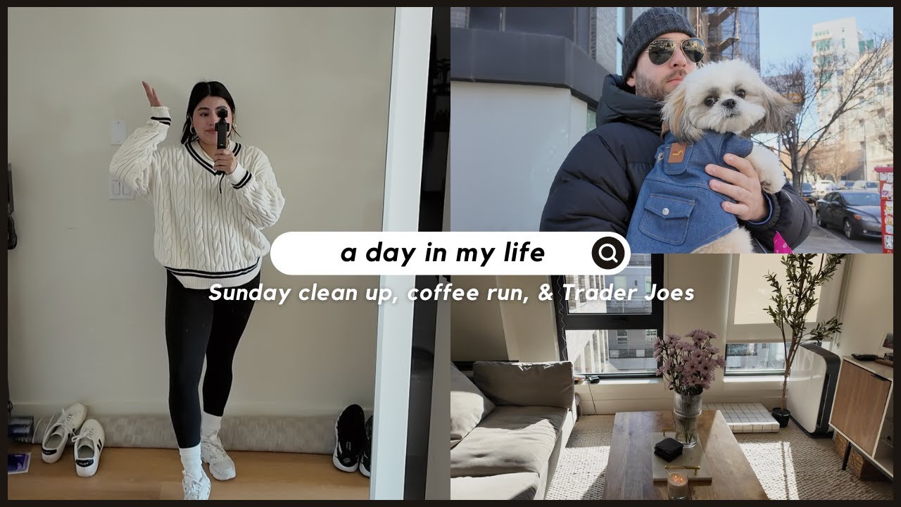 Day in my life: coffee run, Trader Joe's haul, Sunday clean up, making pizza at home