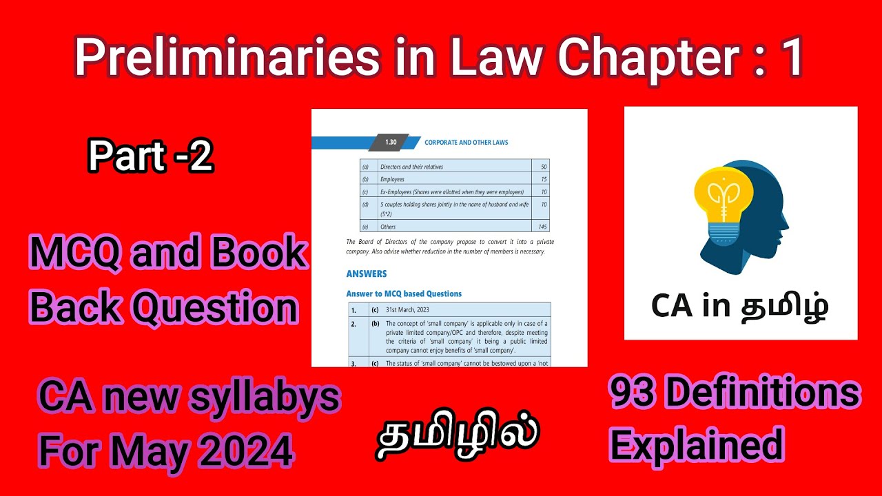 Preliminaries for ca law New syllabys may 2024 Chapter 1 in Tamil part 2