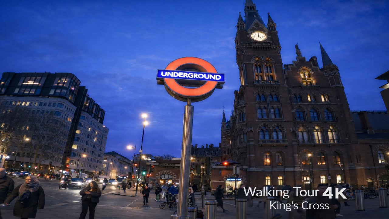 King’s Cross London 🇬🇧 Evening Walk | Underground, St Pancras & City Life | Walking Tour 4K