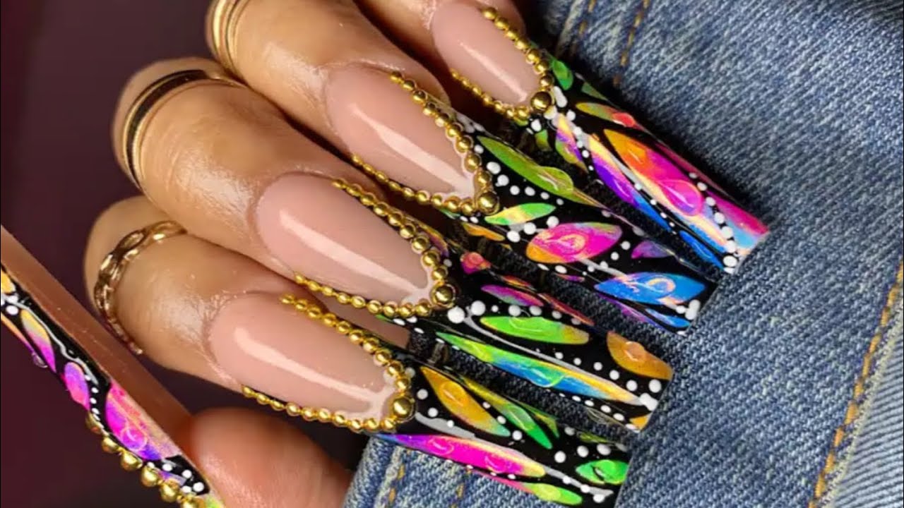 COLORFUL BUTTERFLY WING FRENCH NAIL ART 🦋/ ACRYLIC NAILS INSPO