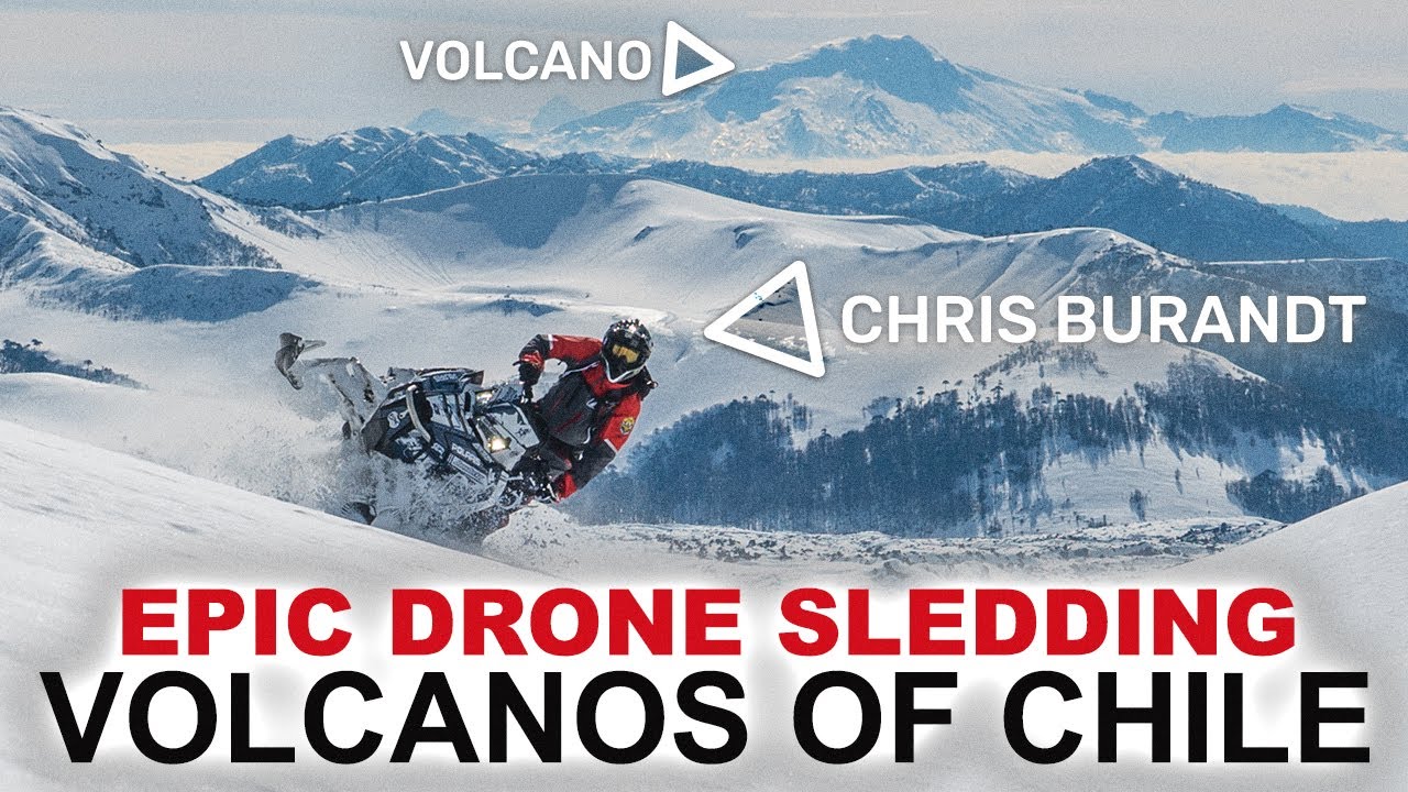 Snowmobiling in Chile's Volcanos Following Chris Burandt with a Drone!