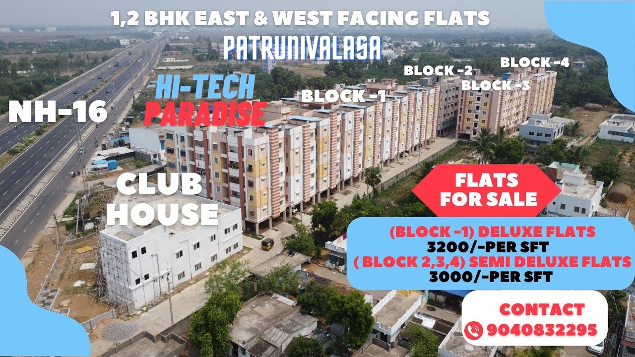 HI TECH PARADISE | SRIKAKULAM BYPASS ROAD | PATRUNIVALASA | 1,2 BHK EAST & WEST FACING FLATS |  SALE