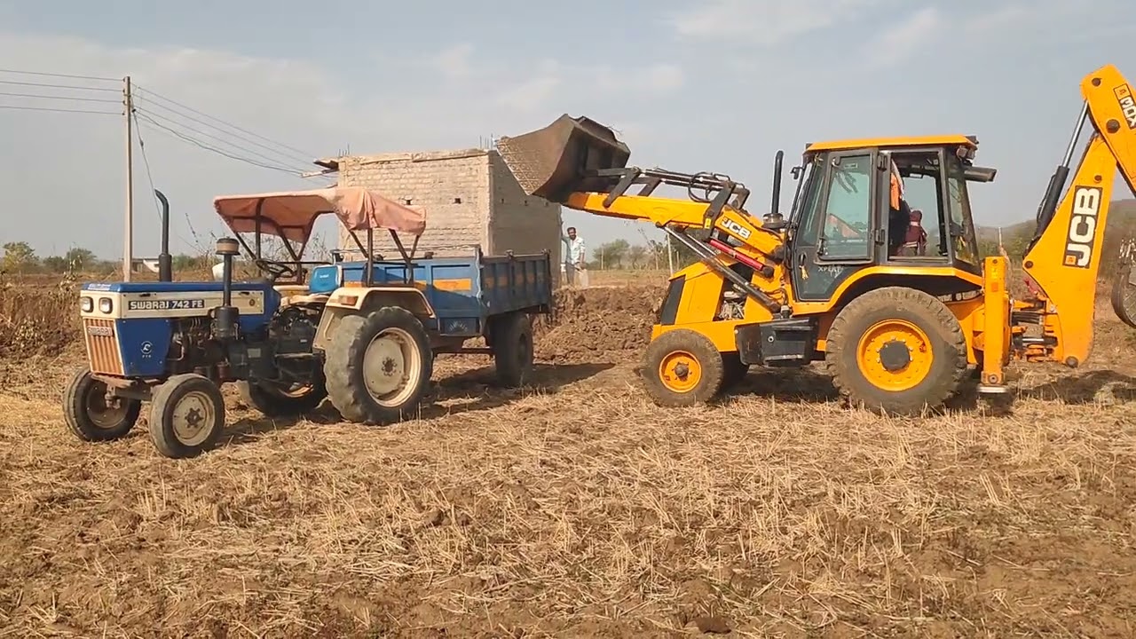 Clearing Congested Footpath Like Village Road with JCB Backhoe | jcb cartoon