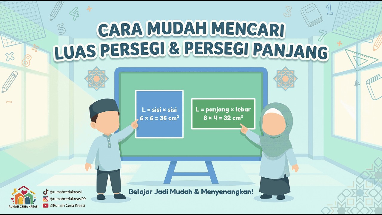 STOP BINGUNG!!! Begini Rumus Luas Persegi & Persegi Panjang Paling Mudah! (Materi Les Matematika SD)