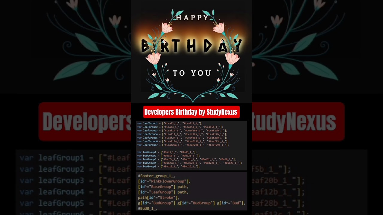 HTML CSS JS Happy Birthday Animation 🌸 | Flower Effect 🎂 
