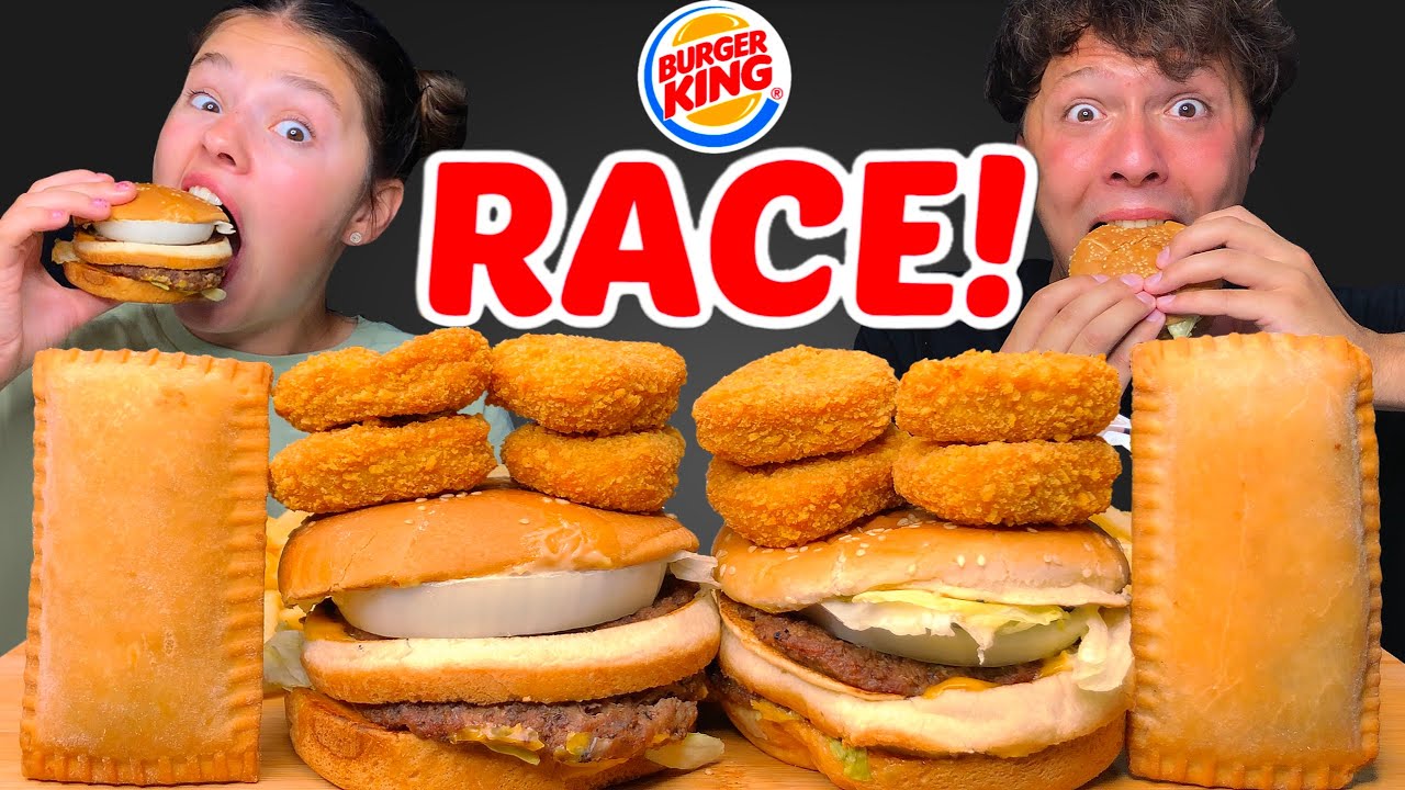ASMR RACE! BURGER KING, BIG KING, CHERRY PIE MUKBANG EATING 먹방 Tati ASMR