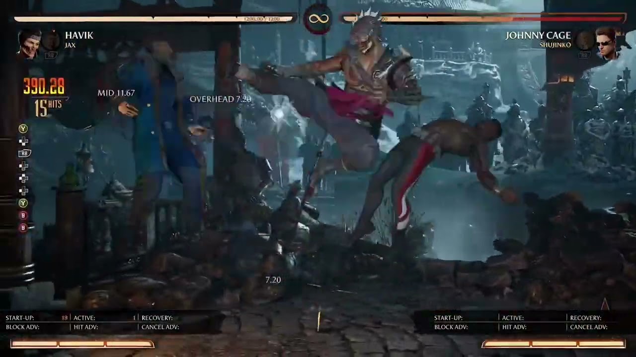 MK1 - Havik / Jax mid screen combos (mid screen optimal? 37% meterless)
