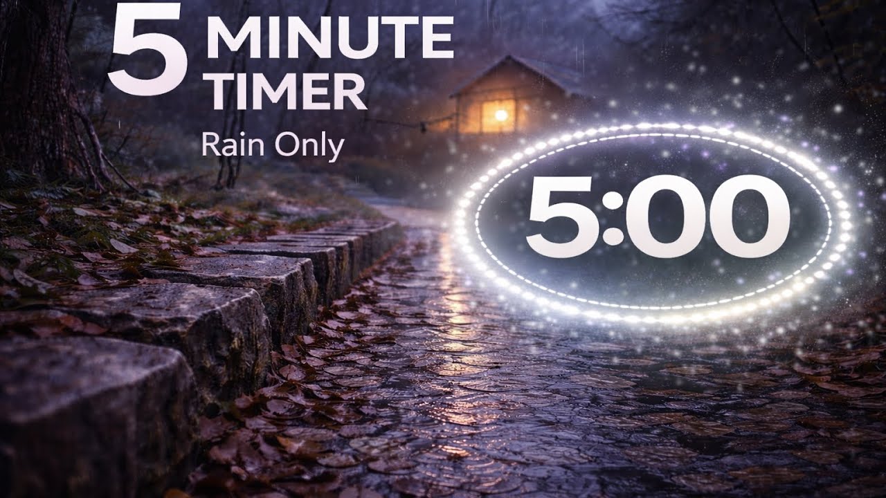 5 Minute Countdown Timer | Rainy Forest Cabin | Cozy Rain Reset