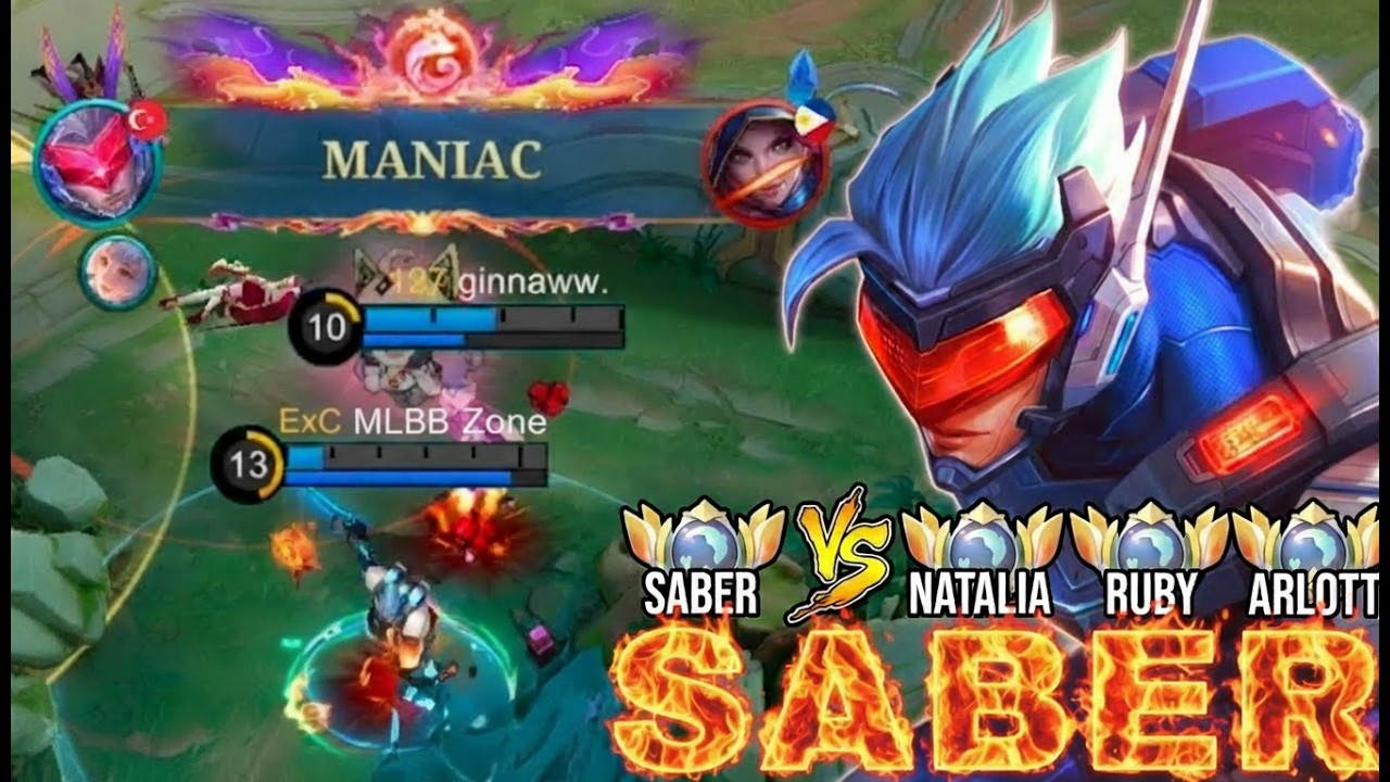 Saber MANIAC Rampage! vs Top Global Enemies | Top 1 Global Saber – MLBB